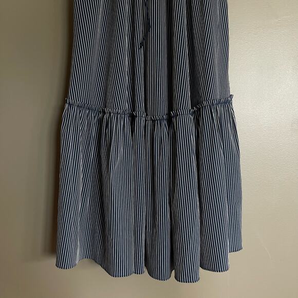 LA LIGNE La Boheme Dress Striped Lace Up Maxi Navy Blue Size XS Tiered Flouncy‎ - Picture 15 of 16
